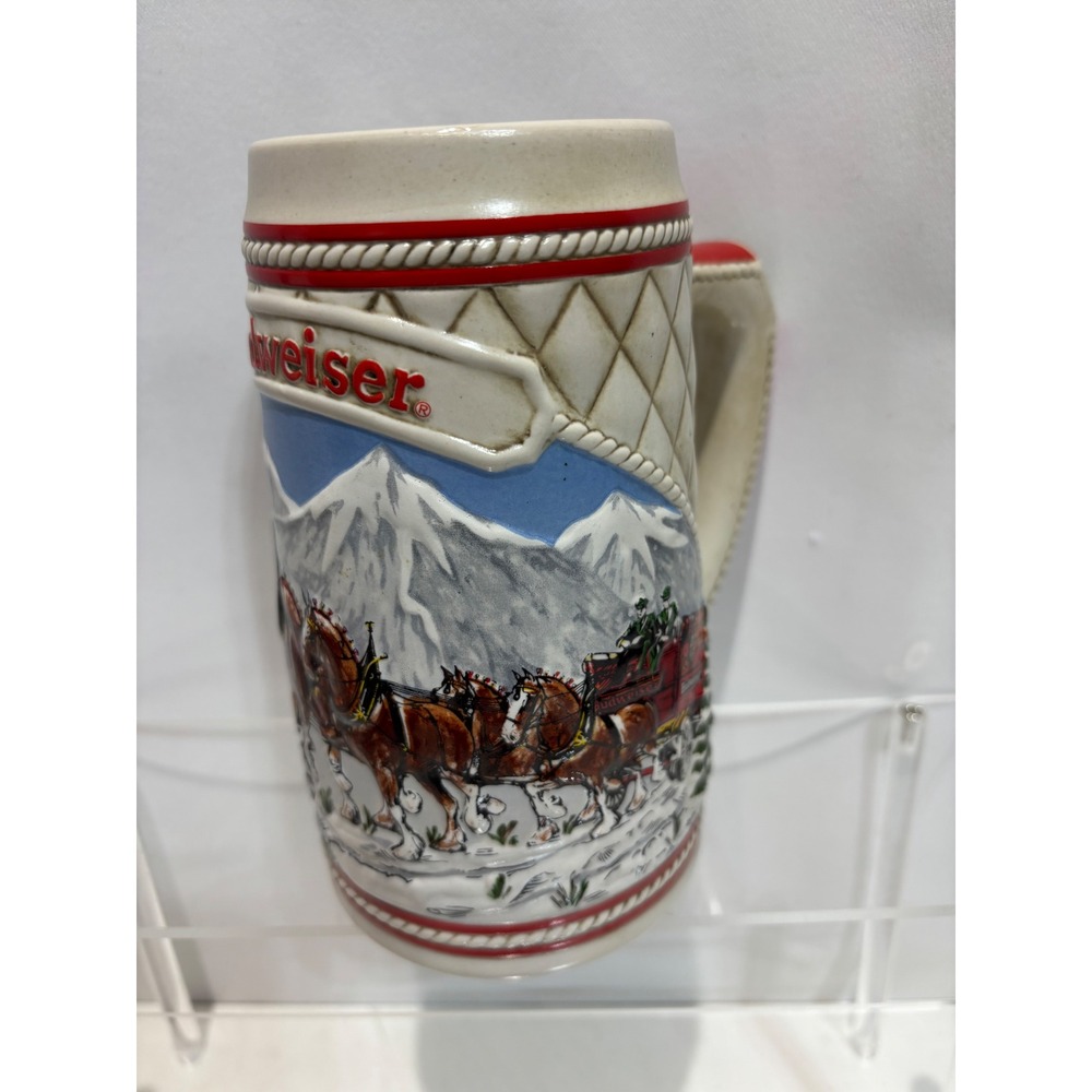 VTG Budweiser Holiday Stein 1985 Limited Edition Clydesdales Mug Multi-Color - Picture 2 of 11